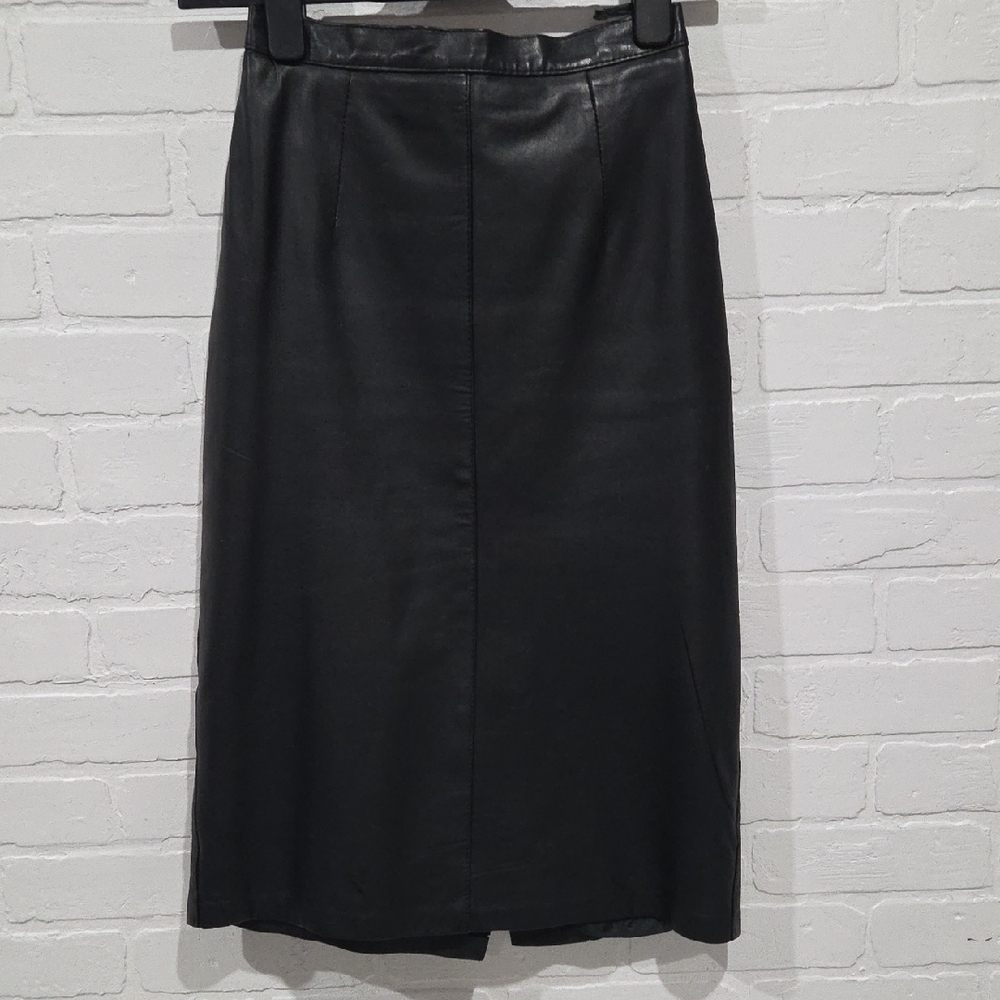 Bagatelle Black Leather Pencil Skirt